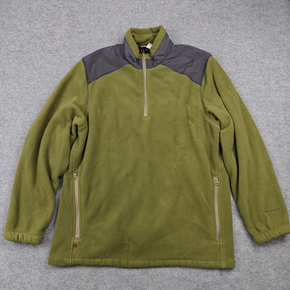 Woolrich Jacket Mens XL Extra Large Green Fleece Anorak Lined Pockets Insulated